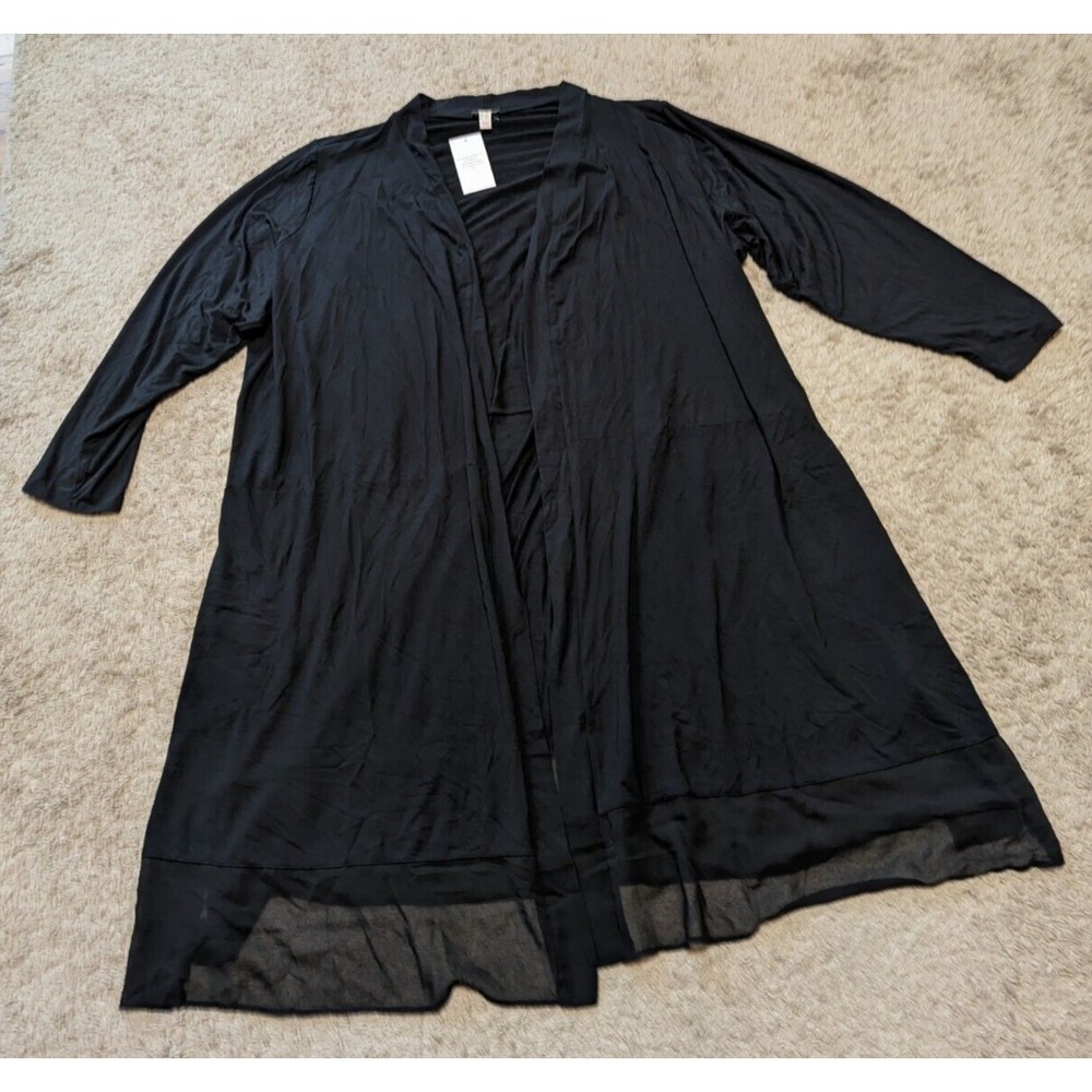 Logo Lori Goldstein Leticia Black Open Front Duster Jersey Knit Sz 5XP Lagenlook